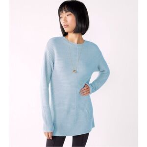 NWT Nine West Long Ribbed Metallic Sparkle Baby Blue Knit Pullover Sweater Tunic